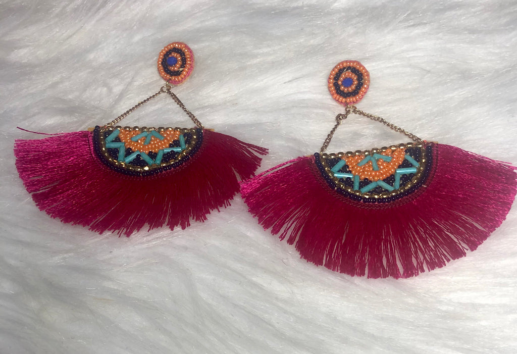 Hot Pink Fan Tassels