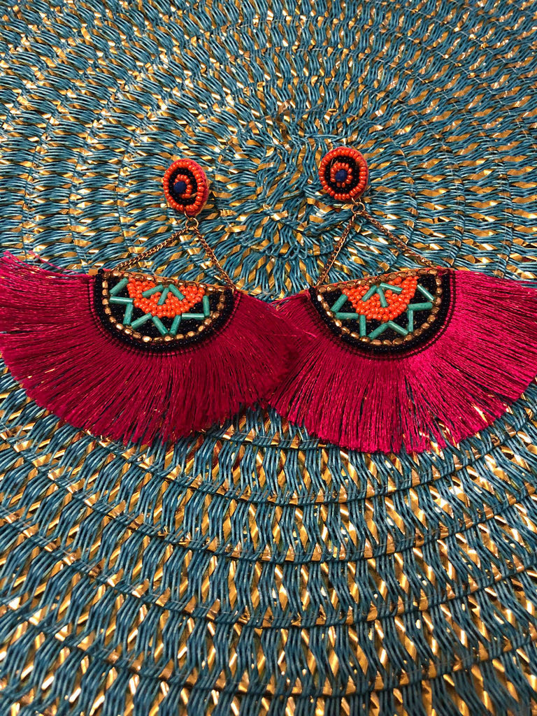 Hot Pink Fan Tassels